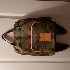 Orla Kiely etc coated canvas green backpack bag! Excellent Condition!